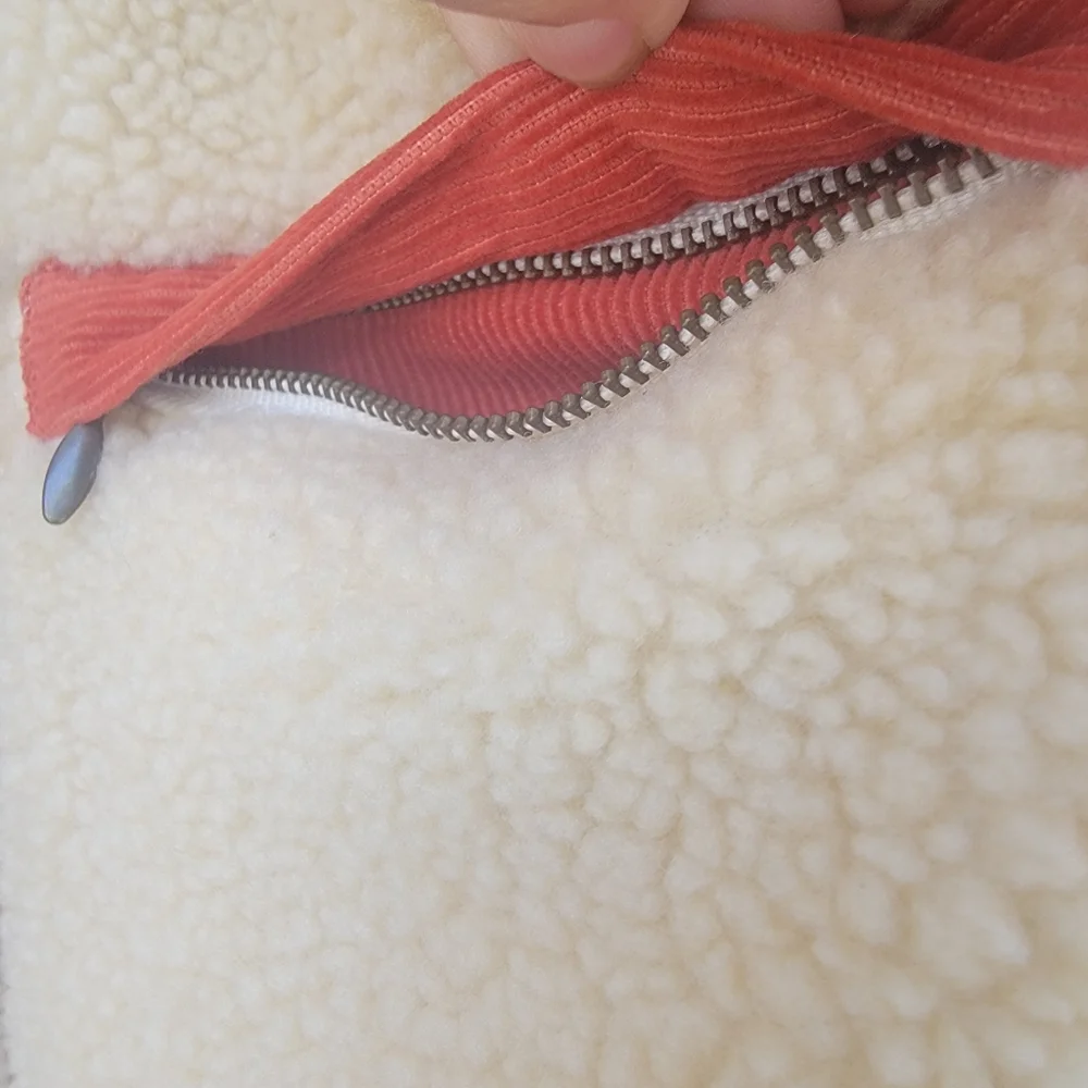 L.L.Bean Vintage Sherpa Lined Corduroy Barn Vest Rust Orange Women’s Medium - Picture 14 of 15